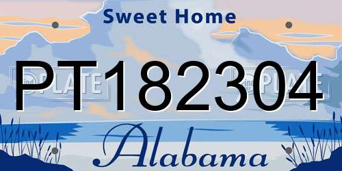 PT182304 Alabama License Plate