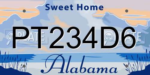 PT234D6 Alabama License Plate