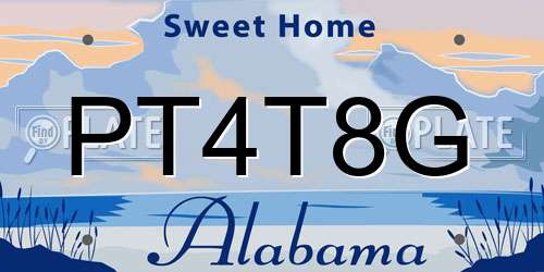 PT4T8G Alabama License Plate