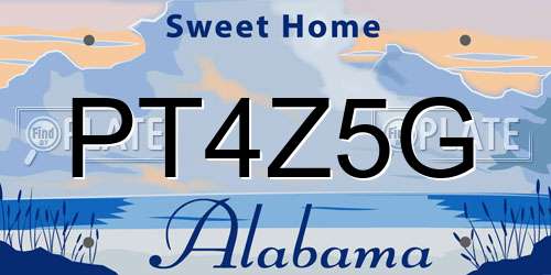 PT4Z5G Alabama License Plate