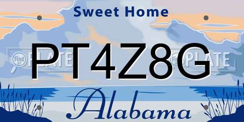 PT4Z8G Alabama License Plate
