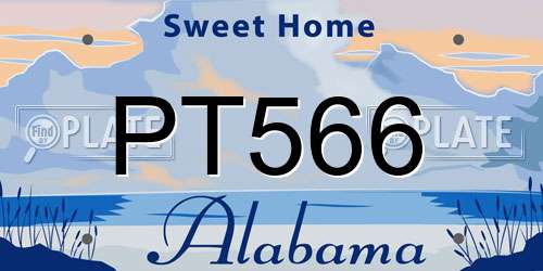 PT566 Alabama License Plate