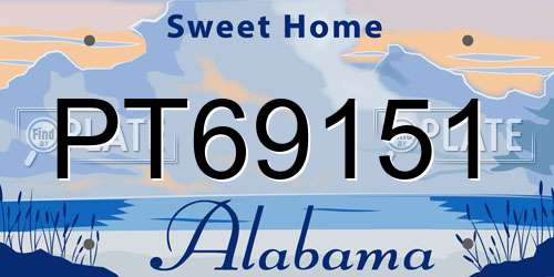 PT69151 Alabama License Plate