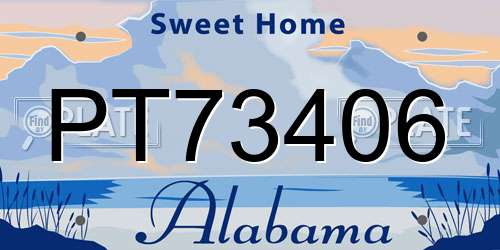 PT73406 Alabama License Plate