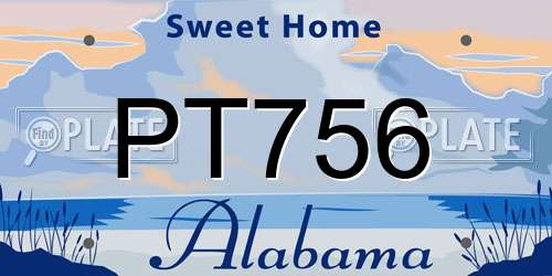 PT756 Alabama License Plate