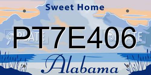 PT7E406 Alabama License Plate
