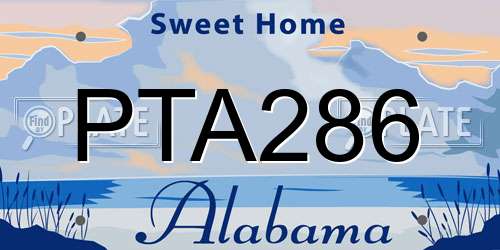 PTA286 Alabama License Plate