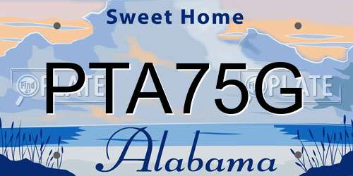 PTA75G Alabama License Plate