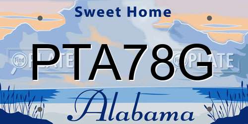 PTA78G Alabama License Plate