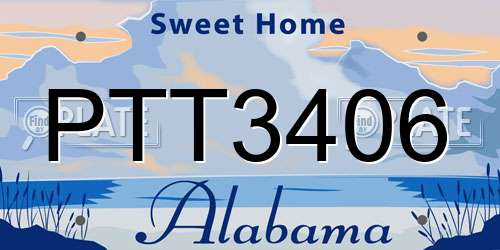 PTT3406 Alabama License Plate