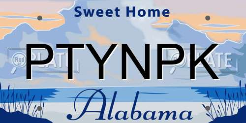 PTYNPK Alabama License Plate