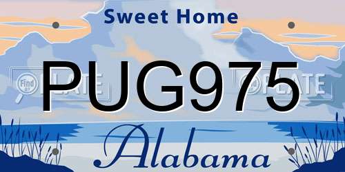 PUG975 Alabama License Plate