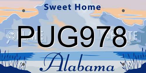 PUG978 Alabama License Plate