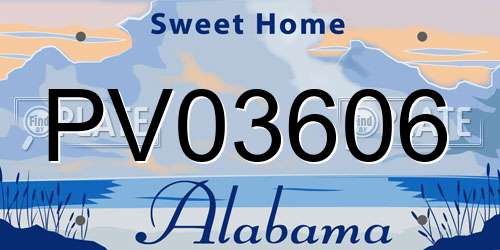 PV03606 Alabama License Plate