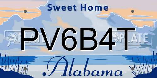 PV6B4T Alabama License Plate