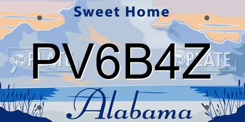 PV6B4Z Alabama License Plate