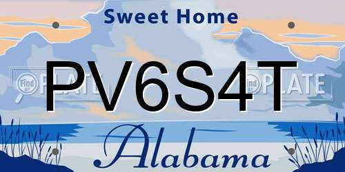 PV6S4T Alabama License Plate