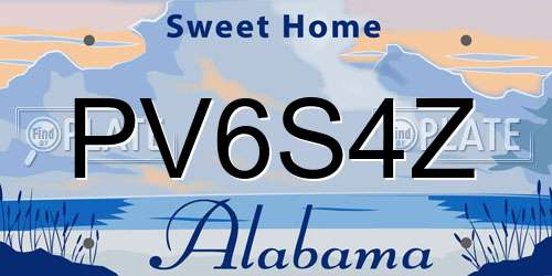 PV6S4Z Alabama License Plate