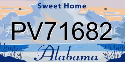 PV71682 Alabama License Plate