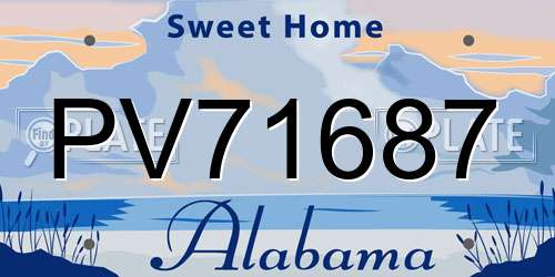 PV71687 Alabama License Plate
