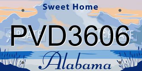PVD3606 Alabama License Plate