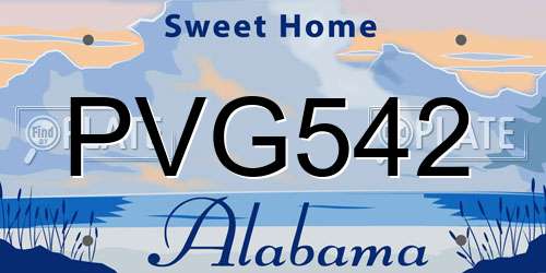 PVG542 Alabama License Plate