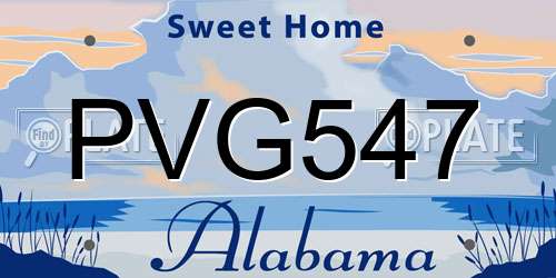 PVG547 Alabama License Plate