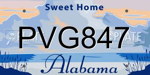 PVG847 Alabama License Plate