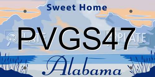PVGS47 Alabama License Plate