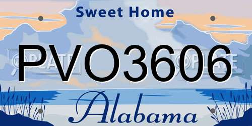 PVO3606 Alabama License Plate