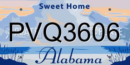 PVQ3606 Alabama License Plate
