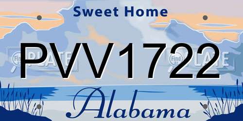 PVV1722 Alabama License Plate