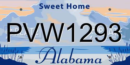 PVW1293 Alabama License Plate