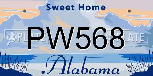 PW568 Alabama License Plate