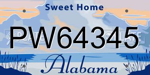 PW64345 Alabama License Plate