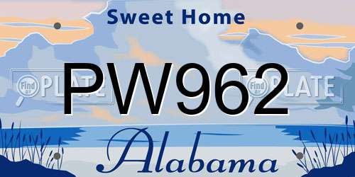 PW962 Alabama License Plate