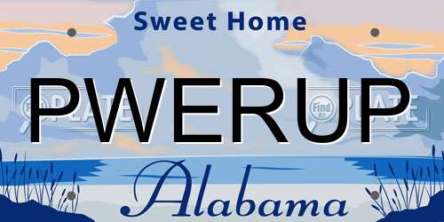 PWERUP Alabama License Plate