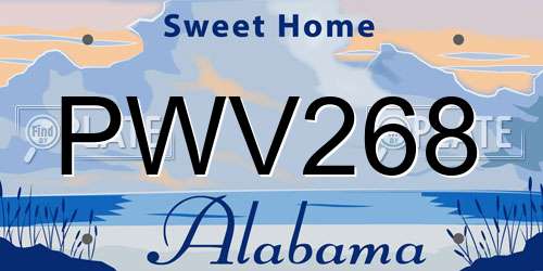 PWV268 Alabama License Plate