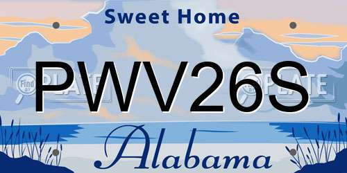 PWV26S Alabama License Plate