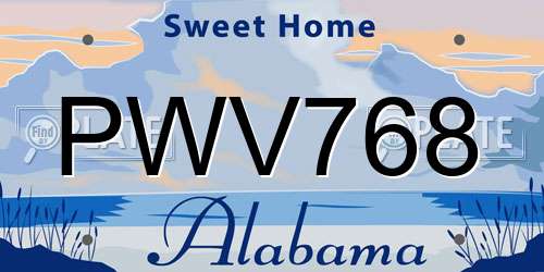 PWV768 Alabama License Plate