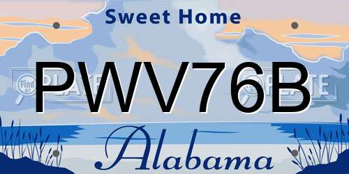 PWV76B Alabama License Plate