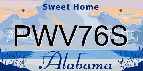 PWV76S Alabama License Plate