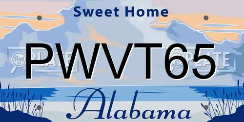 PWVT65 Alabama License Plate
