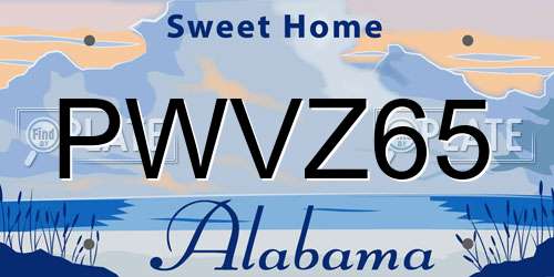 PWVZ65 Alabama License Plate