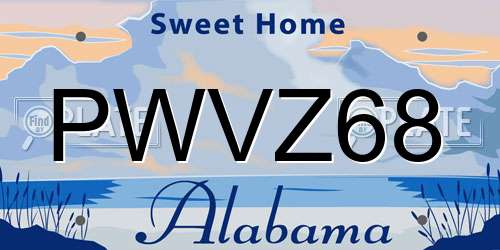 PWVZ68 Alabama License Plate