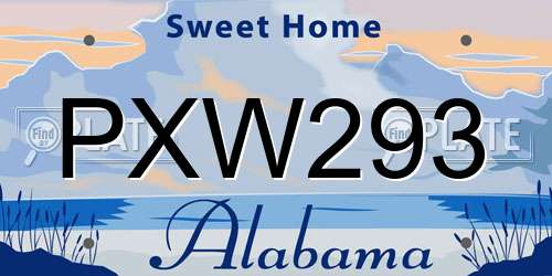 PXW293 Alabama License Plate