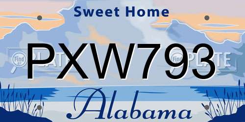 PXW793 Alabama License Plate