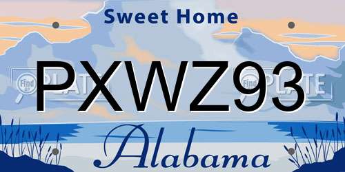 PXWZ93 Alabama License Plate