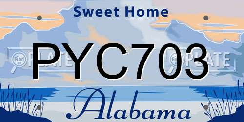 PYC703 Alabama License Plate