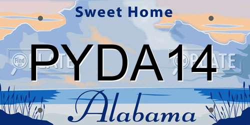 PYDA14 Alabama License Plate